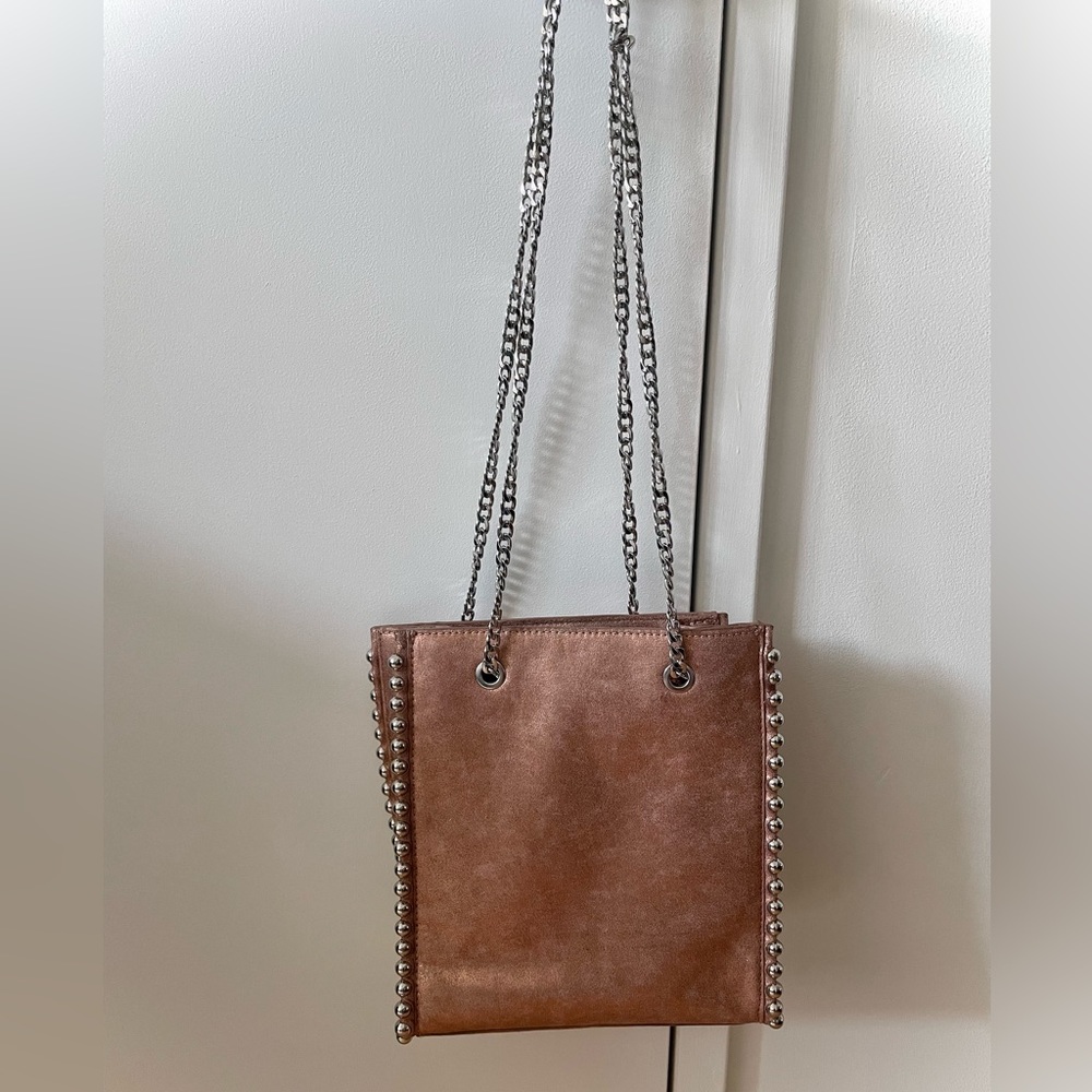 Metallic pink chain purse